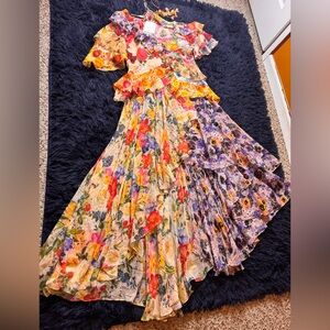 NWT Zimmermann Wonderland Tiered Asymmetrical Floral Maxi Dress. Size 6